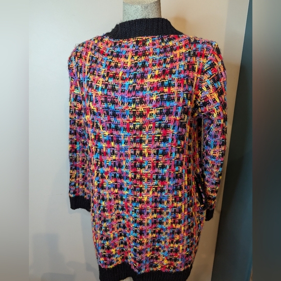 Papillon knit Cardigan Rainbow check Multicolour Speckles.  Woman's Size Medium - Picture 4 of 17
